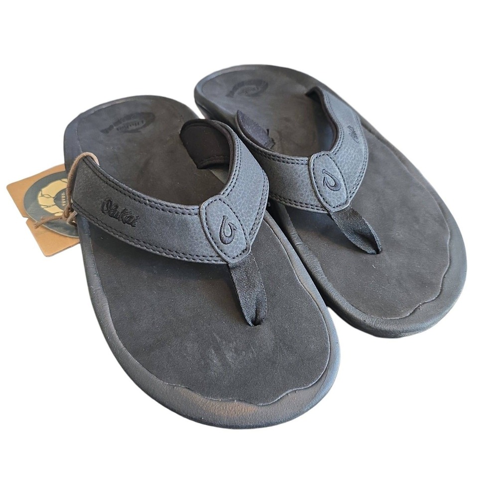 NWT OluKai 'Ohana Men's Beach Sandals Black Size 10 water-resistant